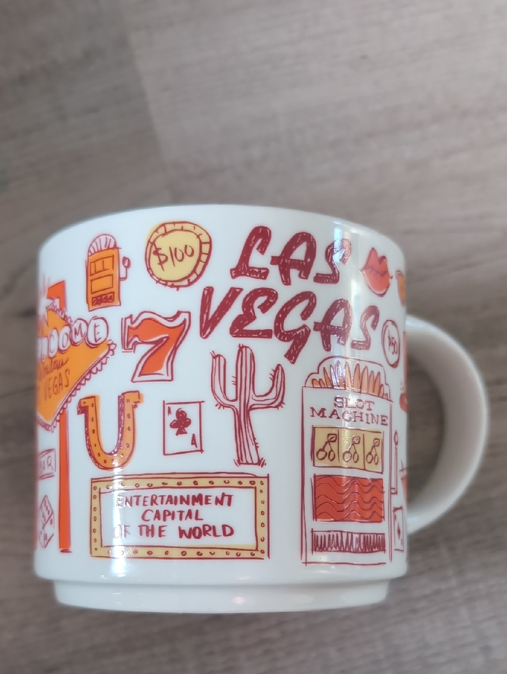 Starbucks White Mug with Orange & Red Las Vegas Icons